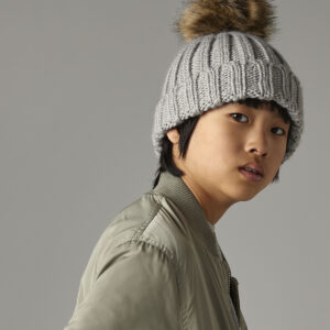 Infant/junior fur pom pom chunky beanie